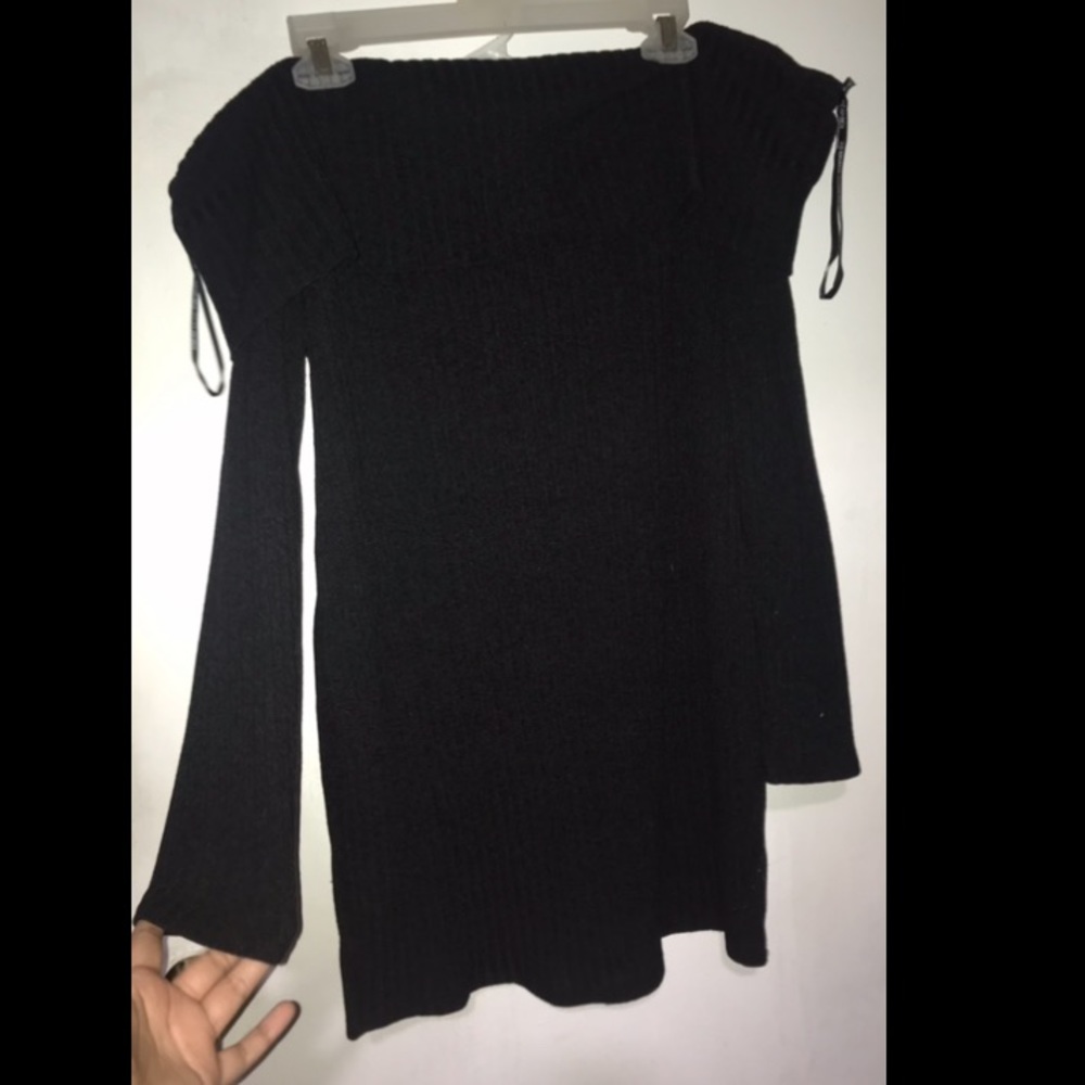 Black Ribbed off the shoulder dress long sleeves 3X Forever 21